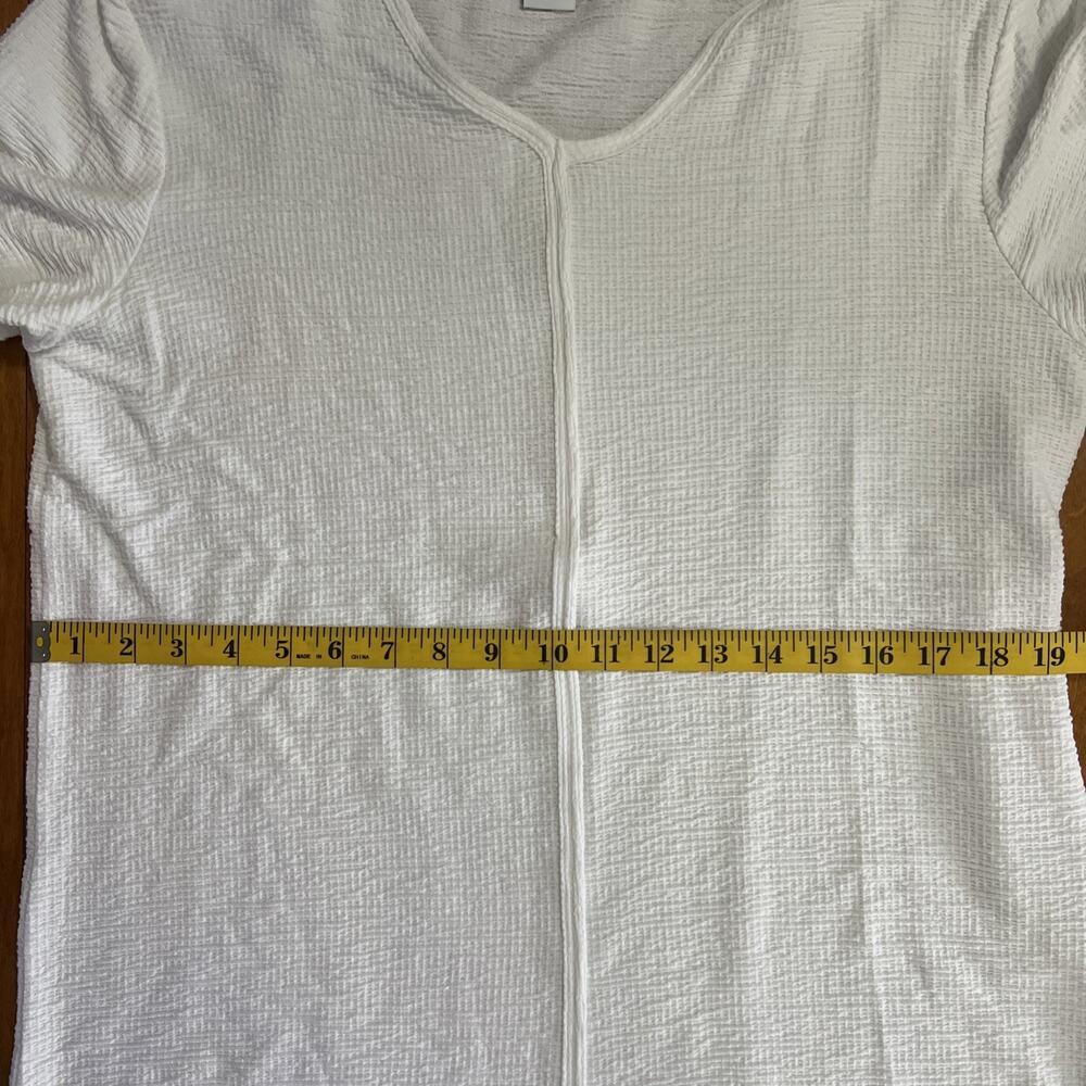 Peck & Peck Ribbed Tunic Top Size L White Lagenlook Coastal Oversized Relaxed - Picture 4 of 8